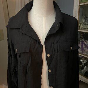 NICE BLACK SEMI-SHEER BLOUSE / BEACH COVER-UP ONE SIZE NWOT